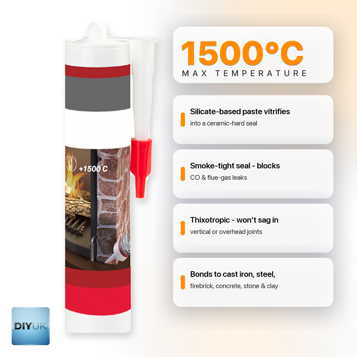 High Temperature Stove & Flue Sealant 1500°C - 310ml Black, key features