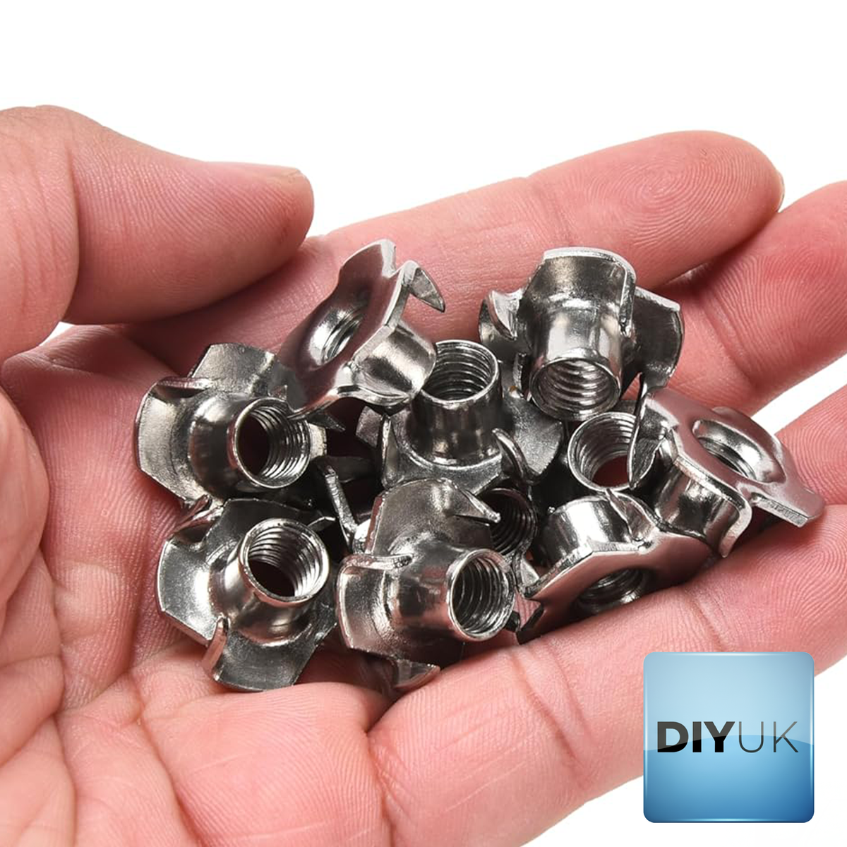 Handful of zinc plated 4-prong T-nuts