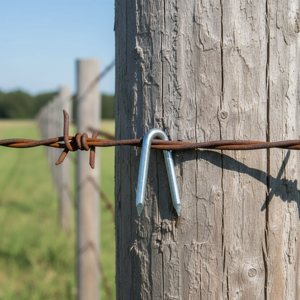 Fencing Staples Heavy-Duty | Hot-Dip Galvanised U-Nails for Wood Posts | Secure Wire Mesh, Netting & Barbed Wire