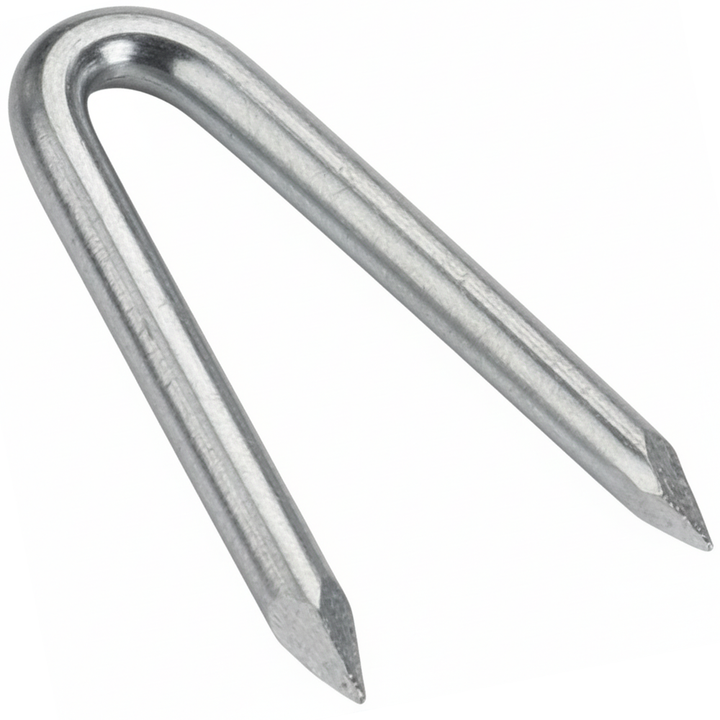DIYUK Zinc Plated Fencing Staples, U-Nails for Wood Posts to Secure Wire Mesh, Netting & Barbed Wire: single U-nail with sharp tapered points