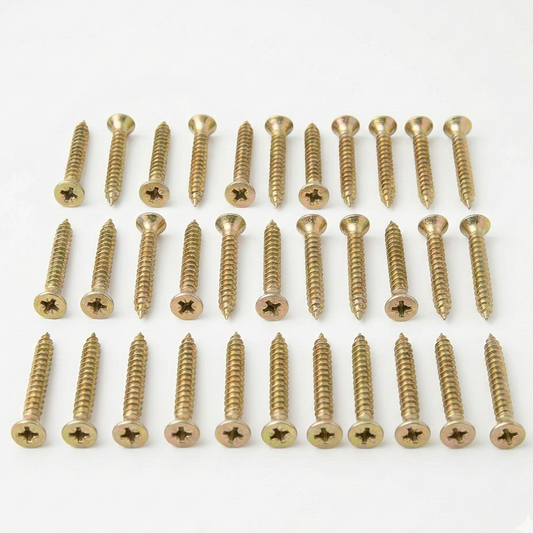 Multi-Purpose Wood Screws Yellow Zinc Passivated (YZP) – Pozi Head Countersunk – High Performance Outdoor Decking, Fencing & Timber Fixings – Rust Resistant – Assorted Sizes (Pack of 20, 100, 200, 500)