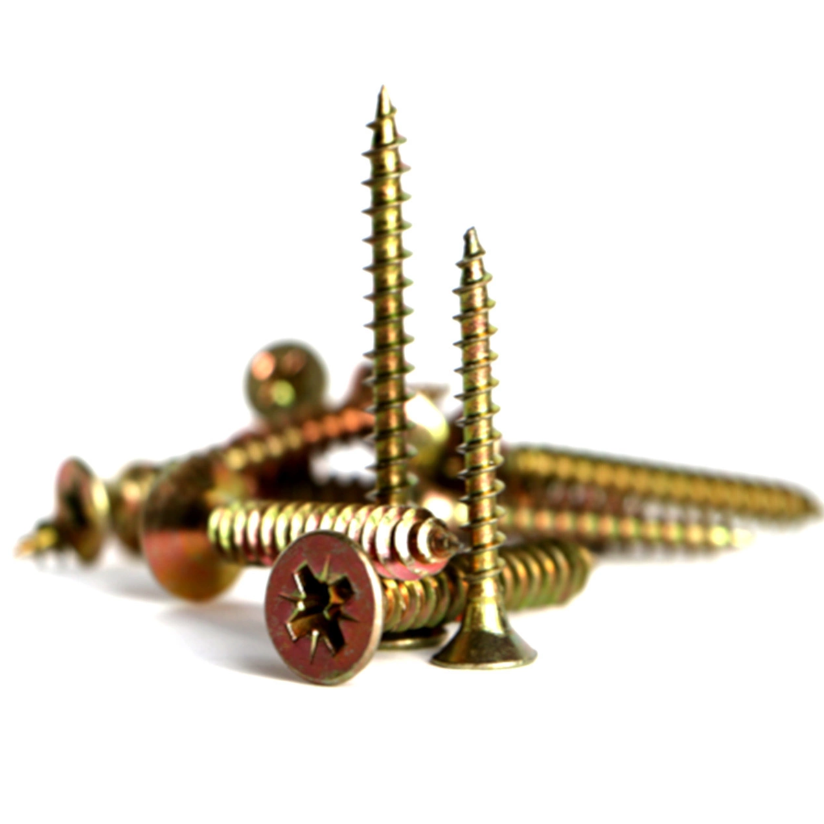 Multi-Purpose Wood Screws Yellow Zinc Passivated (YZP) - Pozi Head Countersunk - High Performance Outdoor Decking, Fencing & Timber Fixings - Rust Resistant - Assorted Sizes (Pack of 20, 100, 200, 500) - DIYUK