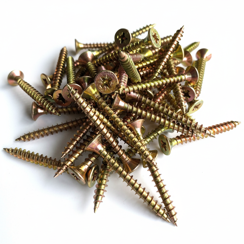 Multi-Purpose Wood Screws Yellow Zinc Passivated (YZP) - Pozi Head Countersunk - High Performance Outdoor Decking, Fencing & Timber Fixings - Rust Resistant - Assorted Sizes (Pack of 20, 100, 200, 500) - DIYUK