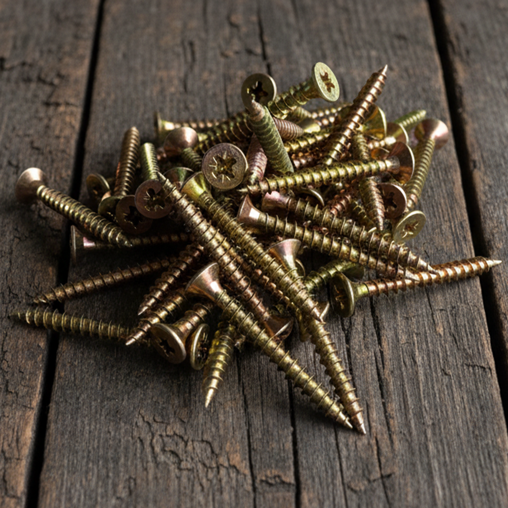 Multi-Purpose Wood Screws Yellow Zinc Passivated (YZP) - Pozi Head Countersunk - High Performance Outdoor Decking, Fencing & Timber Fixings - Rust Resistant - Assorted Sizes (Pack of 20, 100, 200, 500) - DIYUK