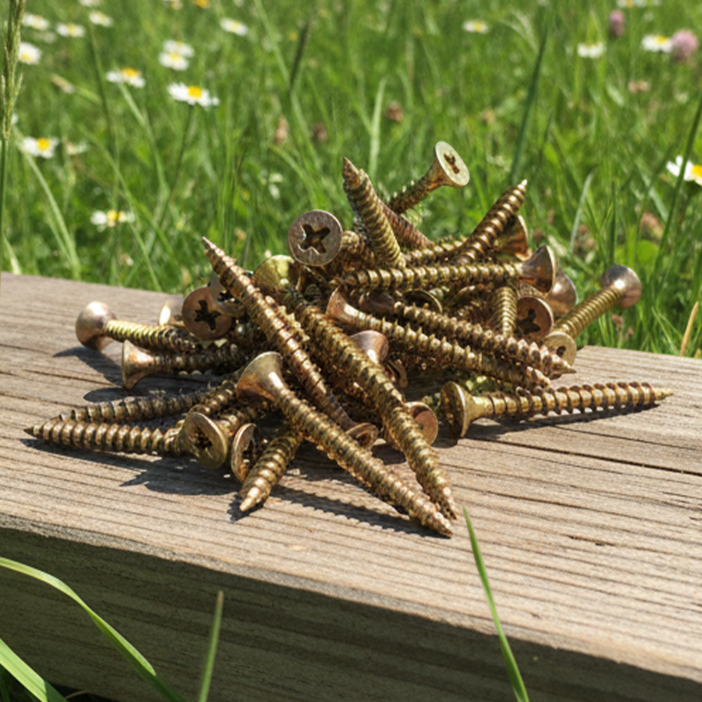 Multi-Purpose Wood Screws Yellow Zinc Passivated (YZP) - Pozi Head Countersunk - High Performance Outdoor Decking, Fencing & Timber Fixings - Rust Resistant - Assorted Sizes (Pack of 20, 100, 200, 500) - DIYUK